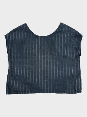 Catherine Malandrino Linen Stripe Boxy Sleeveless Top Coastal Beach Resort S